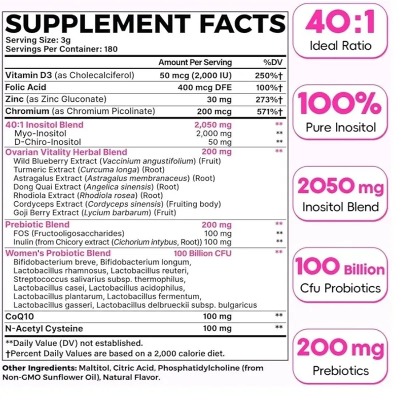 Мио-инозитол д хиро,Myo D-Chiro inositol,folic acid,vitex,probiotik — фото 2