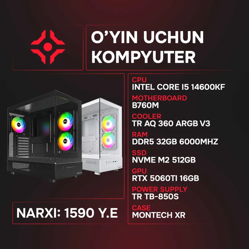 Intel I5 14600KF / 32Gb 6000MHz / NVMe 512Gb / RTX 5060TI 16Gb