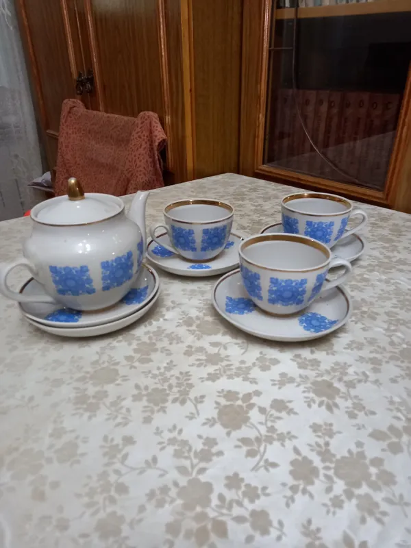 Чайный набор «Пахта» СССР (чайник, чашки, блюдца) — Срочно!