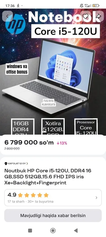 Noutbuk sotiladi HP yangı holatdagi 2 Noutbuk sotiladi HP yangı holatdagi 2