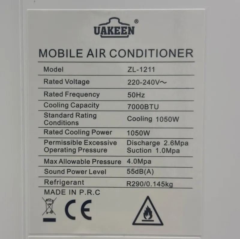 Мобильный кондиционер Uakeen 7000 BTU с доставкой — фото 3
