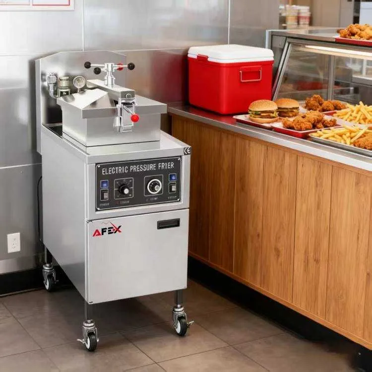 KFC usulidagi tovuq tayyorlash uchun bosimli vakuum frityurnitsa 2 KFC usulidagi tovuq tayyorlash uchun bosimli vakuum frityurnitsa 2