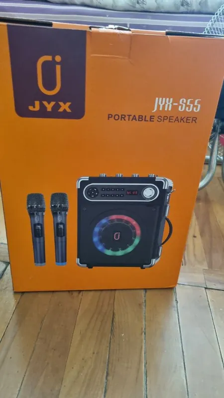 Мощная Караоке-система JYX-S55 (Портативная колонка + 2 беспров.микроф 8