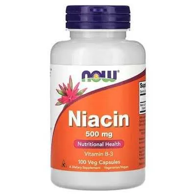 NOW Foods, ниацин 500 мг, 100 капсул. Niacin 500mg. Ниасин 500мг.