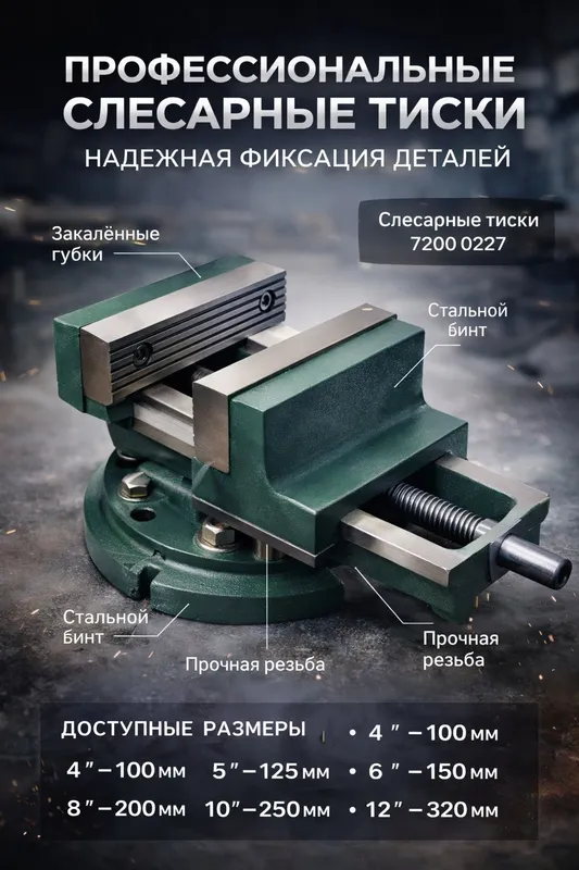 Тиски станочные неповоротные 100-320мм tiski stanok uskunasi 7200