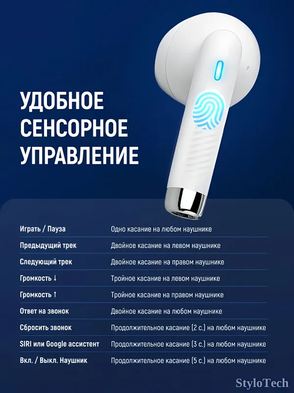 Беспроводные наушники сенсорные с шумоподавлением 5 Беспроводные наушники сенсорные с шумоподавлением 5