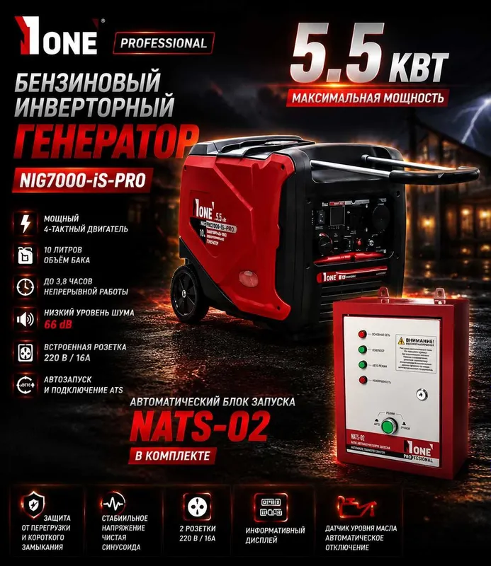 Generator NUMBER ONE NIG7000-iS-PRO Инверторный бензиновый генератор