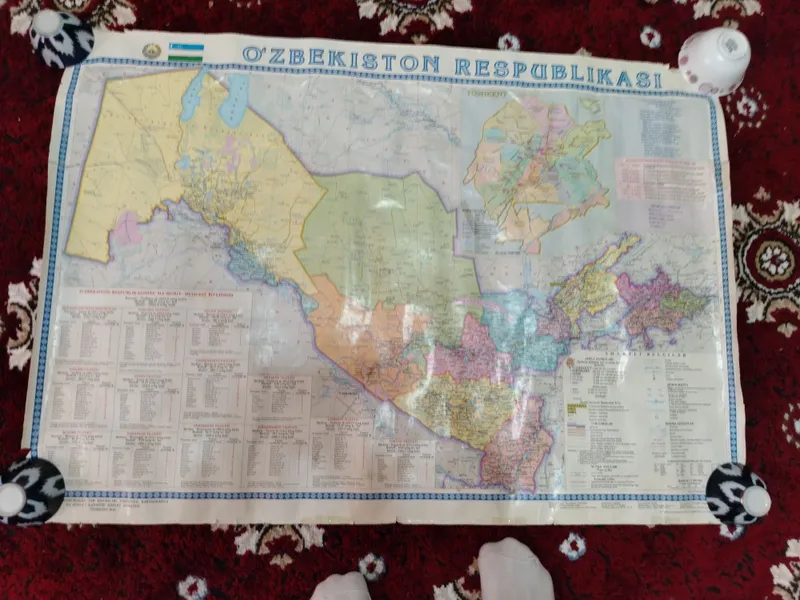 Uzbekistan political map, o'zbekiston siyosiy xaritasi, карта