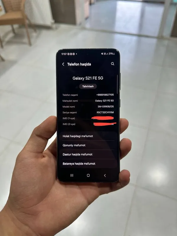 Samsung s21 FE 5g Aybi yo'q