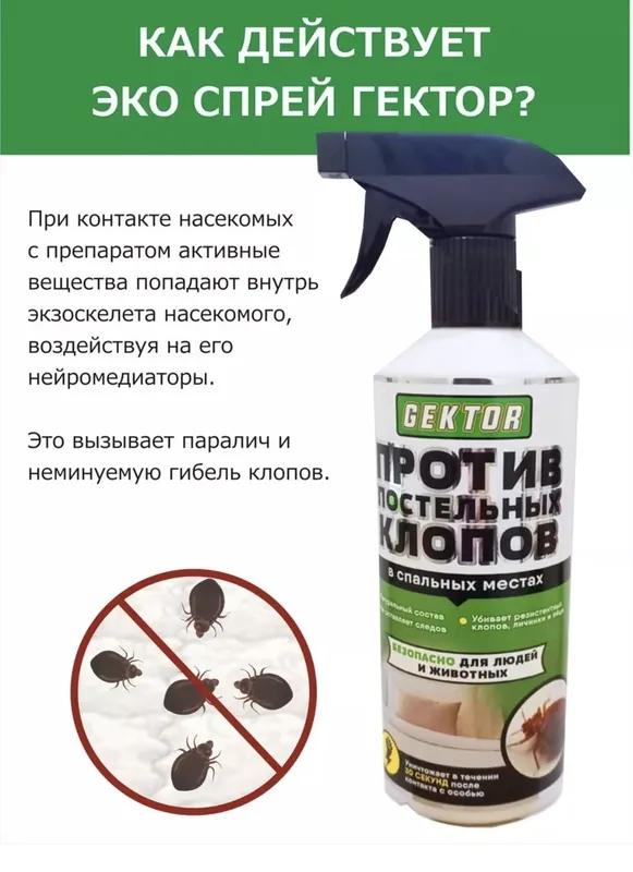 Набор от клопов Gektor порошок и Эко спрей Гектор от клопов,тараканов — фото 3 Набор от клопов Gektor порошок и Эко спрей Гектор от клопов,тараканов — фото 3