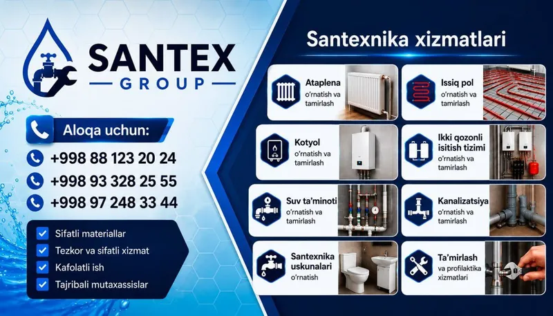 Santexnika xizmatlari. Dvux kontrniy katyolarni tamirlash