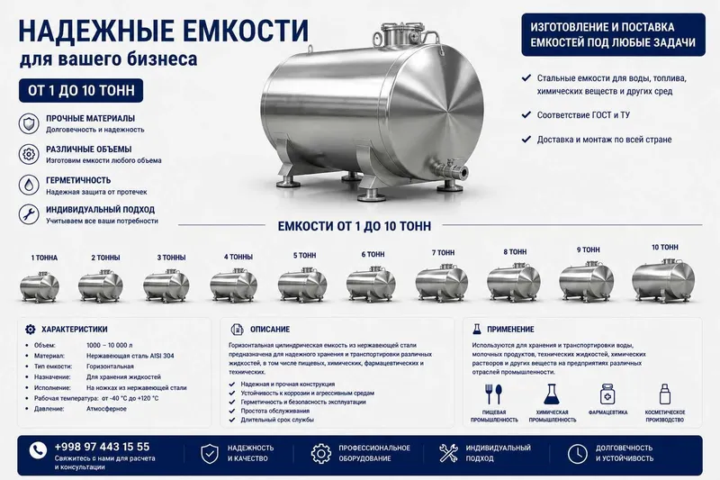 Бак ёмкость Нержавейка Nerjaveyka бочка нержавейка Nerjaveyka 1