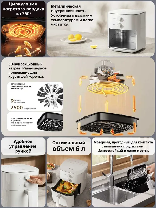Аэрогриль Xiaomi Air Fryer Essential 6л / Белый new — фото 4