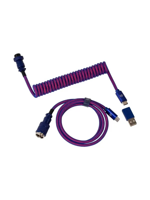 Кабель для клавиатуры Keychron Type-A/Type-C Keychron Premium Coiled Cable Aviator Cable-Straight Purple — фото 1