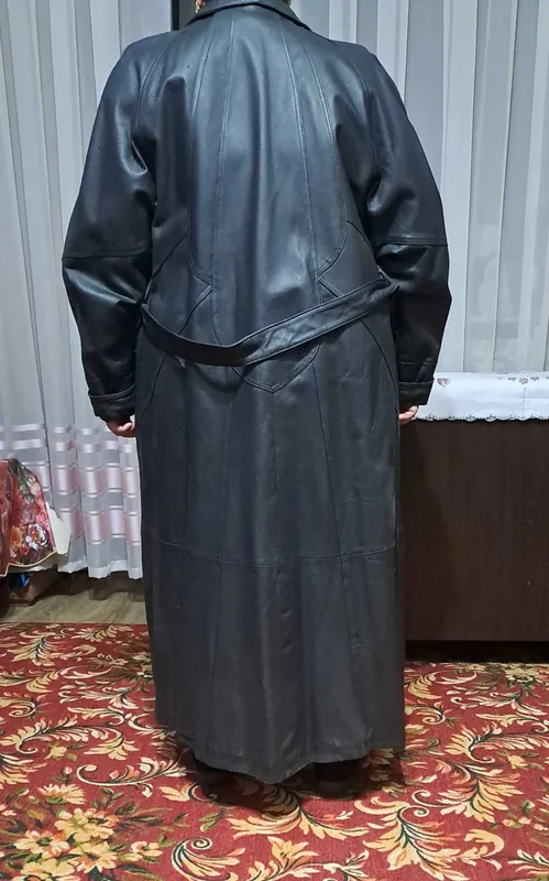 Б/у кожаный плащ — фото 1