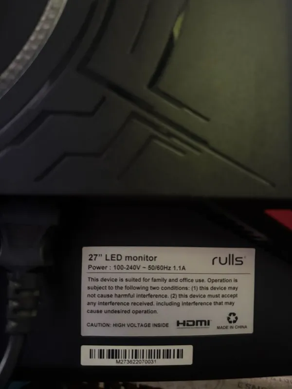 Monitor 27” Rulls 165hz curved — фото 2
