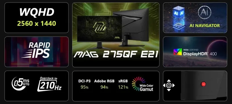 MSI MAG 275QF E21 / 27″ / 210Hz / 2K / IPS / 0.5ms / HDR 400 — фото 2