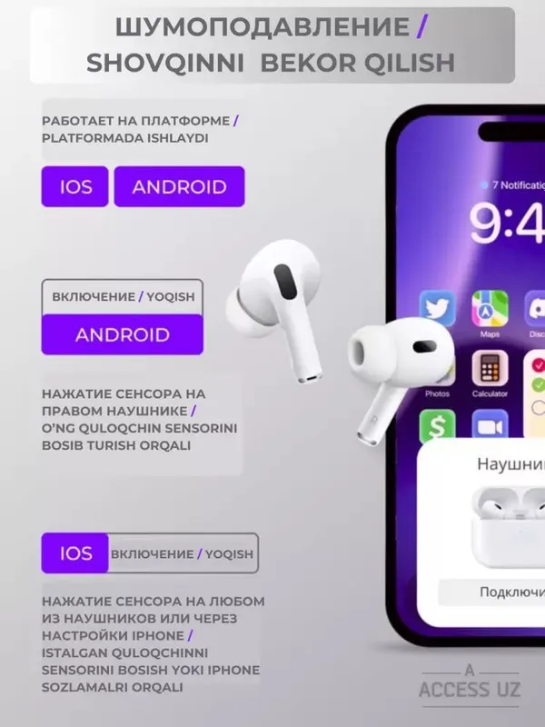 Simsiz quloqchinlar Air Pods Pro, Android va IOS — фото 2