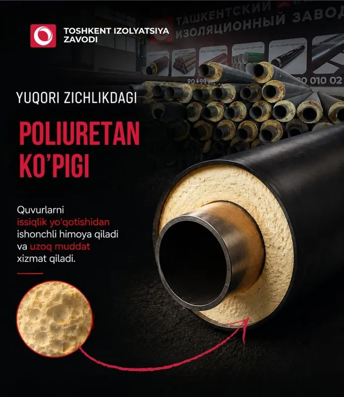 Ishlab chiqaruvchidan metall quvurlarni PPU, PE va ruxlangan qoplamada izolyatsiyalash xizmatlari 2 Ishlab chiqaruvchidan metall quvurlarni PPU, PE va ruxlangan qoplamada izolyatsiyalash xizmatlari 2