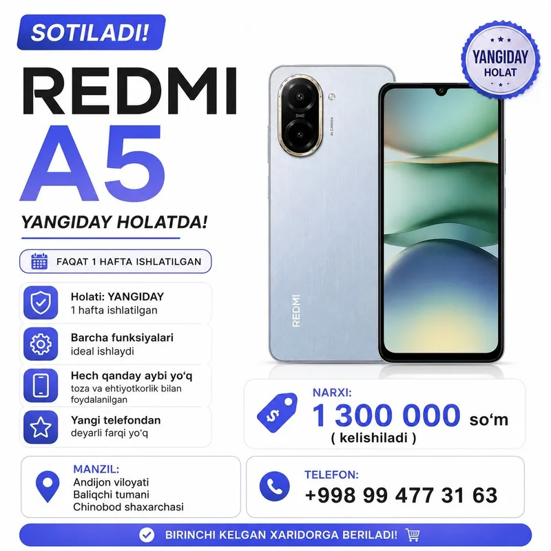 REDMI A5 SOTILADI - 1 xafta ishlatilgan 2 REDMI A5 SOTILADI - 1 xafta ishlatilgan 2