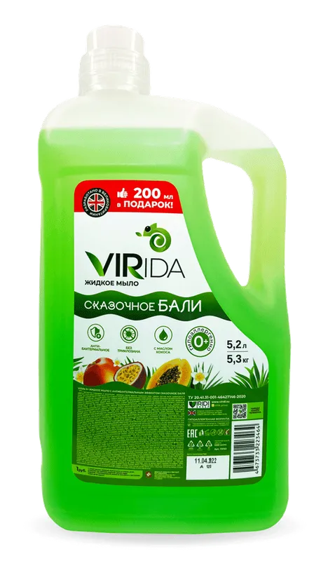 VIRida 0+ suyuq qo'l sovuni 5200ml 1 VIRida 0+ suyuq qo'l sovuni 5200ml 1