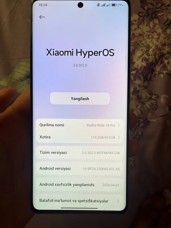 Redmi Note 14 pro 12+12 512 sotiladi 4 Redmi Note 14 pro 12+12 512 sotiladi 4