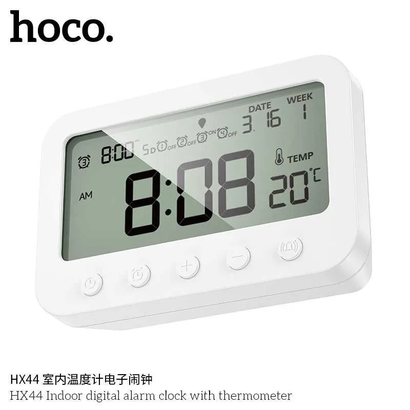 Hoco HX44 Электронный будильник с термометром и LCD-дисплеем 5 Hoco HX44 Электронный будильник с термометром и LCD-дисплеем 5