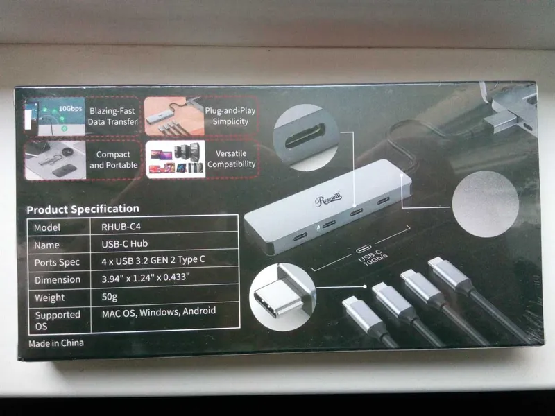 высокоскоростной USB-C Hub Rosewill 4 в 1 2 высокоскоростной USB-C Hub Rosewill 4 в 1 2