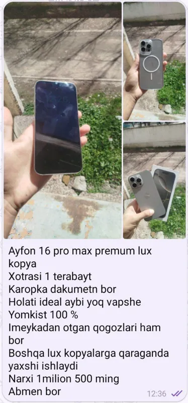 ayfon 16 pro max lux kopyasi