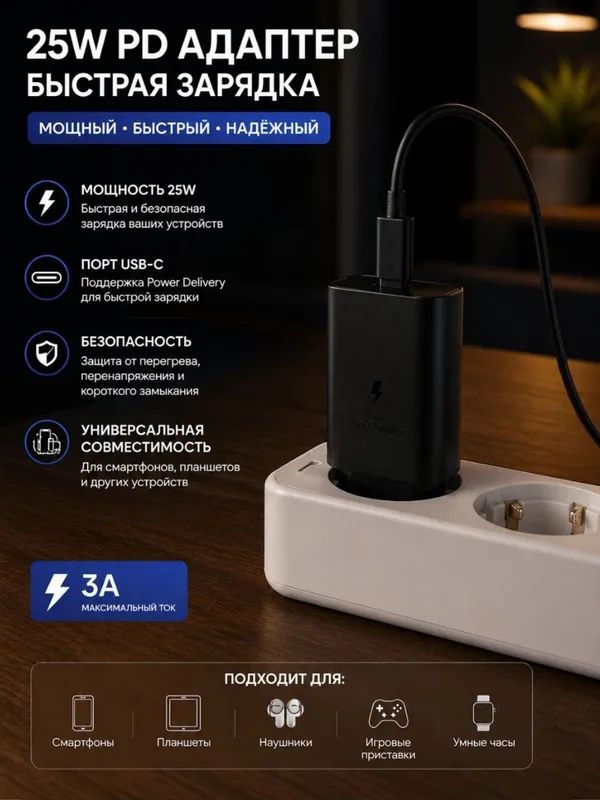 Samsung 25W PD адаптер USB-C 2