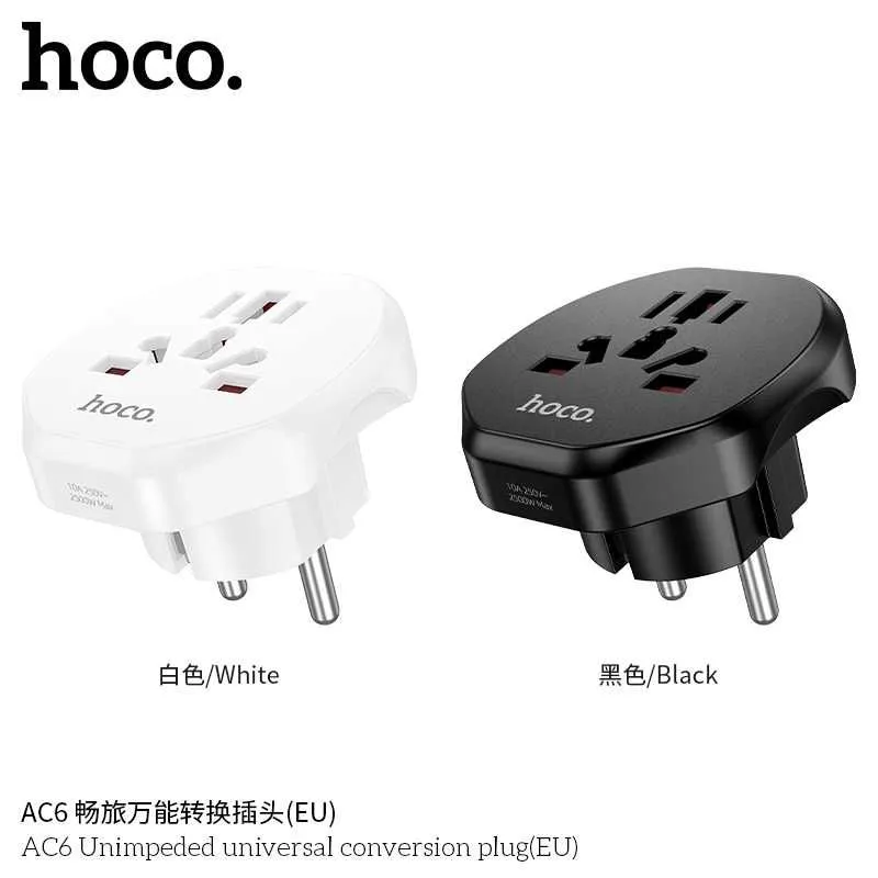 Hoco AC6 Unimpeded Универсальный Сетевой Адаптер (EU) Universal Plug