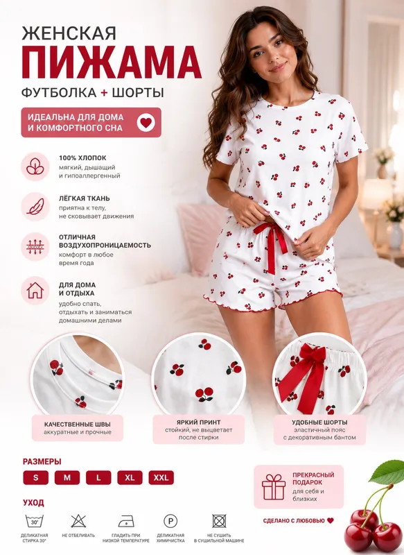 100% paxta ayollar pijamasi 2