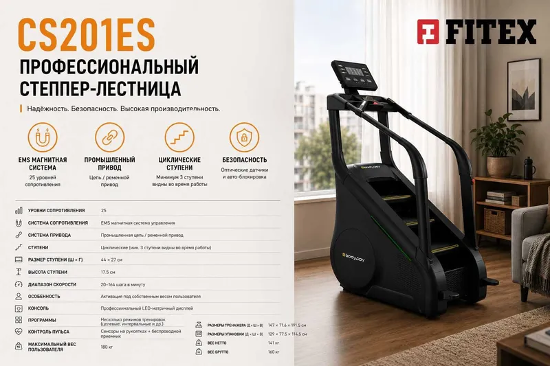 Pog‘onali trenajyor Body Joy CS201ES Stair Climber Fitexdan. 5 Pog‘onali trenajyor Body Joy CS201ES Stair Climber Fitexdan. 5