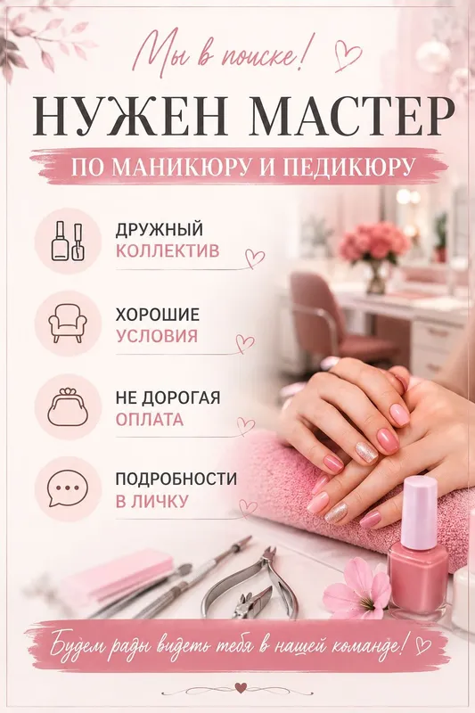 Нужен мастер по маникюру и педикюру Нужен мастер по маникюру и педикюру