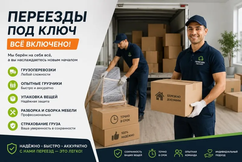 Переезды , грузчики , грузовые машины , разбор и сбор мебели, упаковка 1