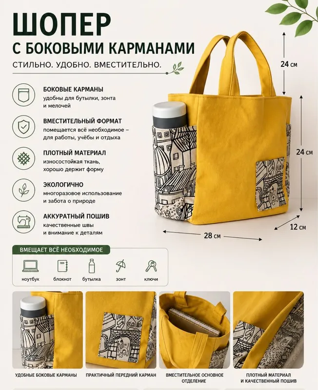 Шопер / эко сумка / тканевая, бязявая сумка. — фото 1