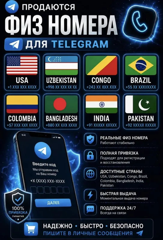 Продажа виртуальных номеров для Telegram Продажа виртуальных номеров для Telegram