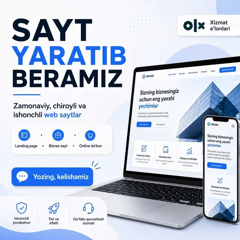 sayt yaratib beramiz!