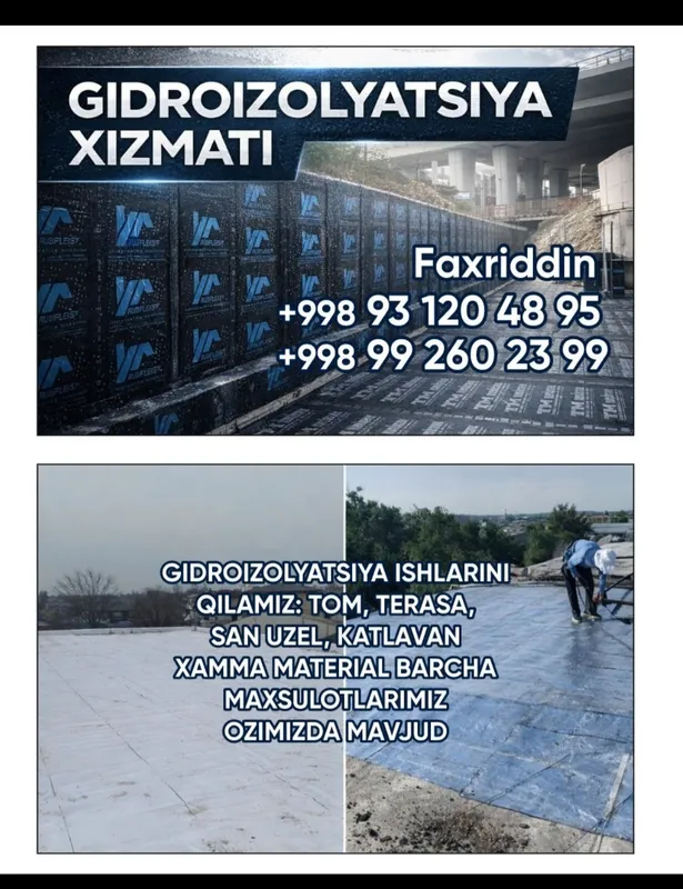 Gidroizalyatsiya ishlarini qilamiz l 1 Gidroizalyatsiya ishlarini qilamiz l 1
