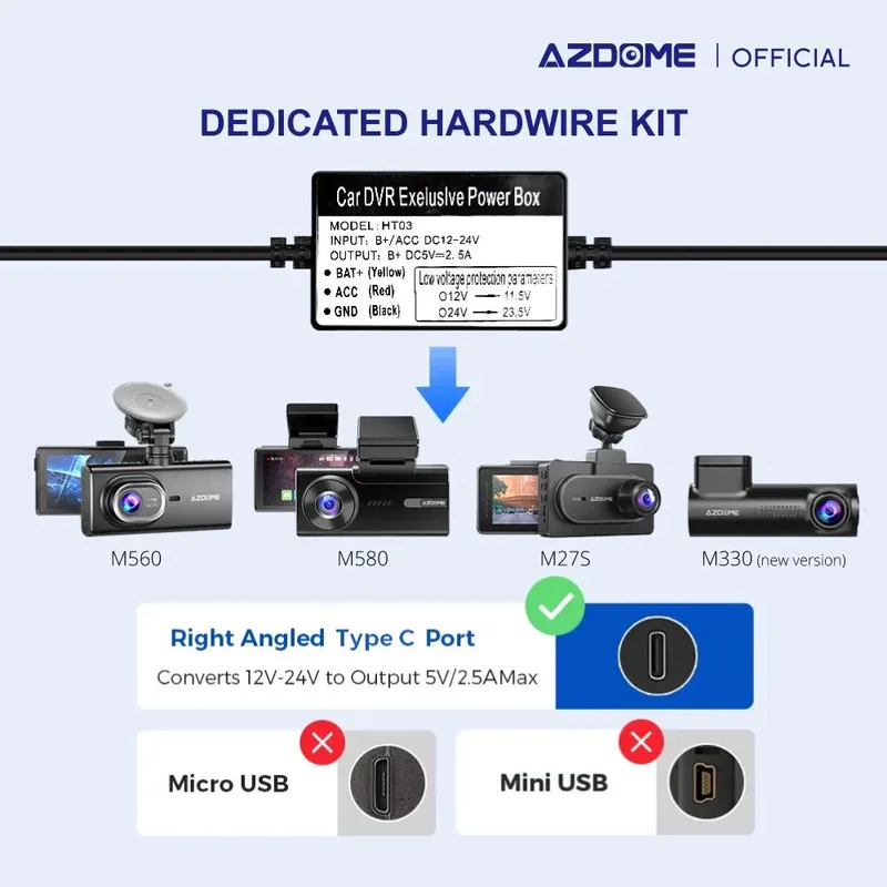 Комплект для подключения Azdome HT03 USB-C — фото 1