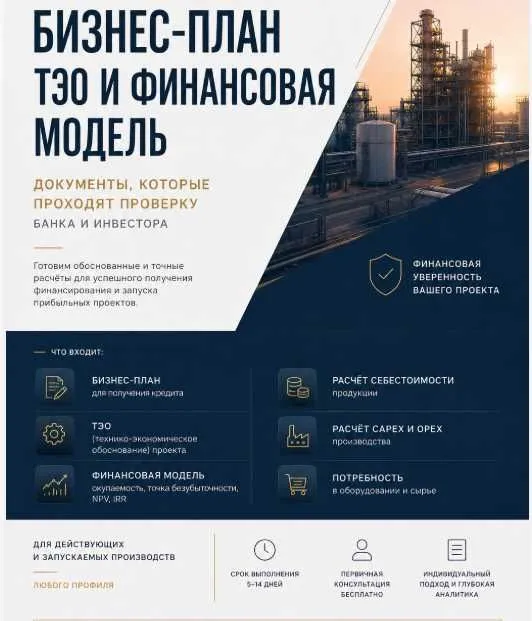 Бизнес-план, ТЭО, финансовая модель для банка и инвестора 1 Бизнес-план, ТЭО, финансовая модель для банка и инвестора 1
