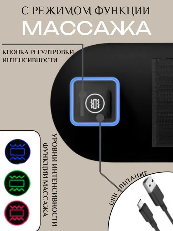 Автоподушка 2 в 1 под голову и поясницу. Вибромассаж, эффект памяти 7