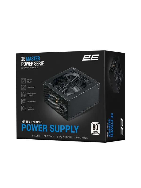 Блок питания 2E Master Power, ATX, 650Вт, 1 вентилятор, APFC, 80+ White, чёрный — фото 7 Блок питания 2E Master Power, ATX, 650Вт, 1 вентилятор, APFC, 80+ White, чёрный — фото 7