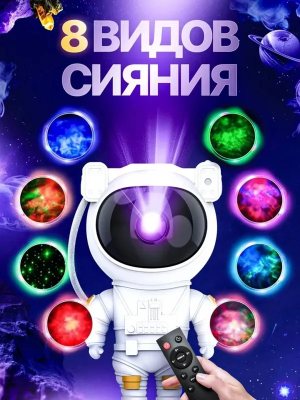 Ночник «Космонавт» — проектор звездного неба с пультом дистанционного управления — фото 2