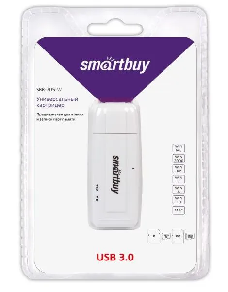 Картридер 705 Smartbuy, USB 3.0 SD/microSD, белый — фото 5
