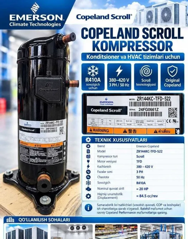 ZR144KC-TFD-522 Copeland Scroll kompressori 1 ZR144KC-TFD-522 Copeland Scroll kompressori 1