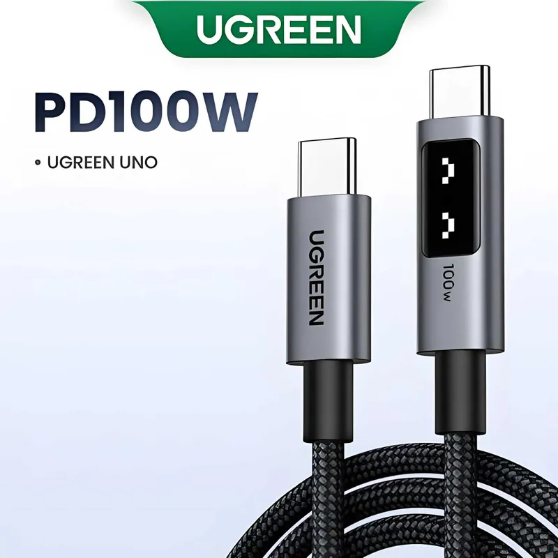 UGREEN UNO L509 Кабель USB-C to USB-C с LED-дисплеем for iPhone 16 17 — фото 1