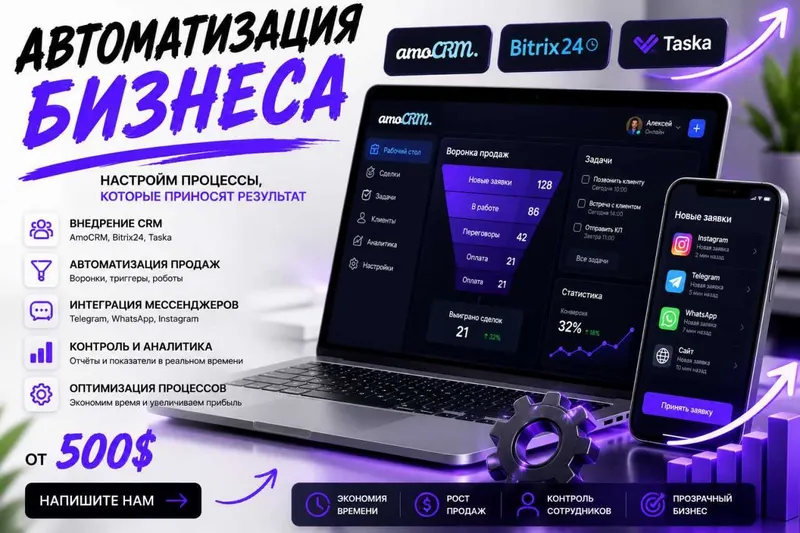 Автоматизация бизнеса | AmoCRM, Bitrix24, Taska