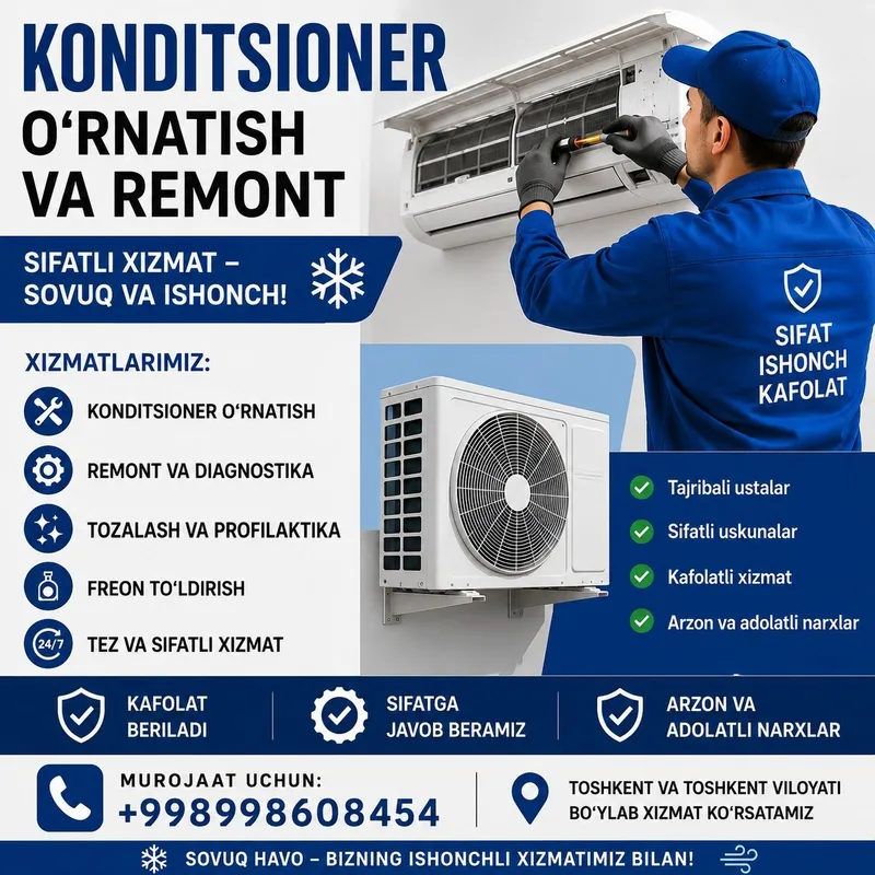 Konditsioner o'rnatish va ta'mirlash