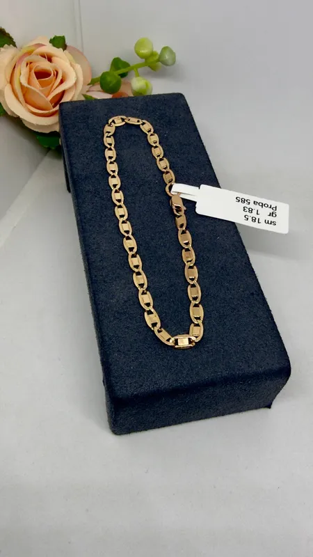 Braslet qizil tilla 585 proba lezvya plitenya
